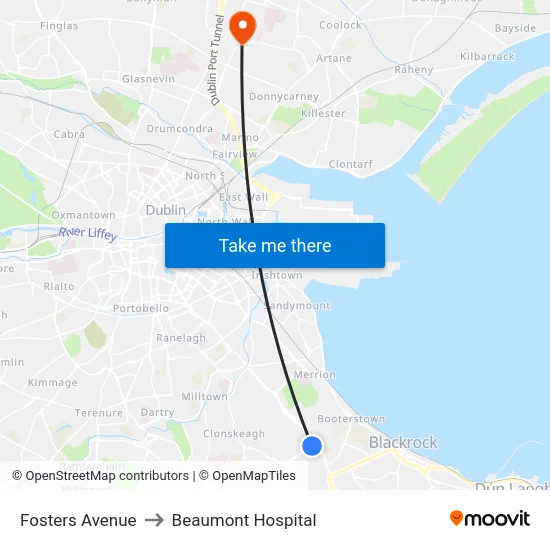 Fosters Avenue to Beaumont Hospital map