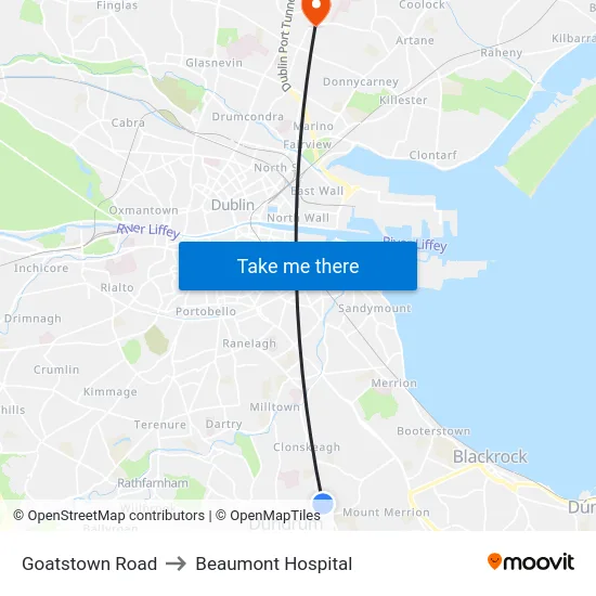 Goatstown Road to Beaumont Hospital map