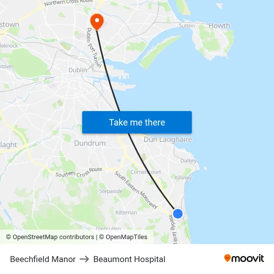 Beechfield Manor to Beaumont Hospital map