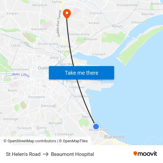 St Helen's Road to Beaumont Hospital map