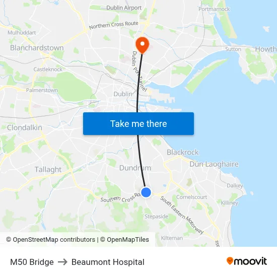 M50 Bridge to Beaumont Hospital map
