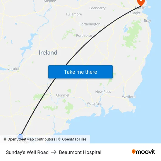 Sunday's Well Road to Beaumont Hospital map