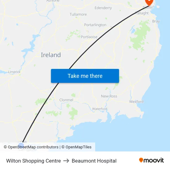 Wilton Shopping Centre to Beaumont Hospital map