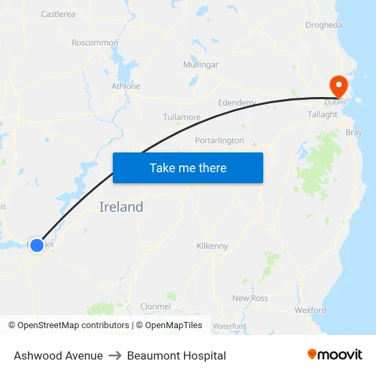 Ashwood Avenue to Beaumont Hospital map