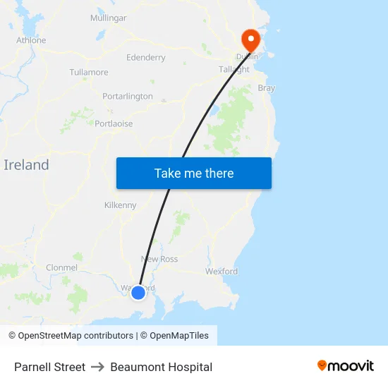 Parnell Street to Beaumont Hospital map