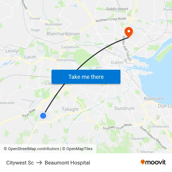 Citywest Sc to Beaumont Hospital map