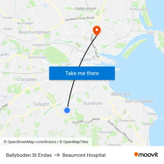 Ballyboden St Endas to Beaumont Hospital map