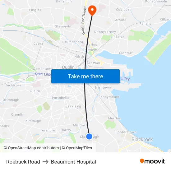 Roebuck Road to Beaumont Hospital map