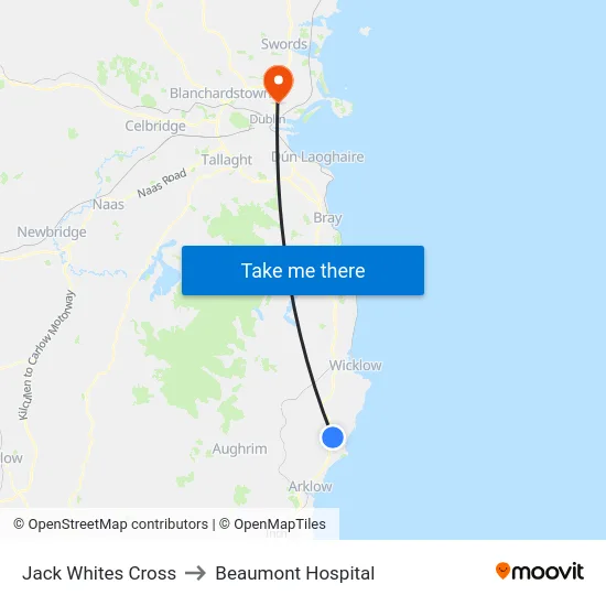 Jack Whites Cross to Beaumont Hospital map