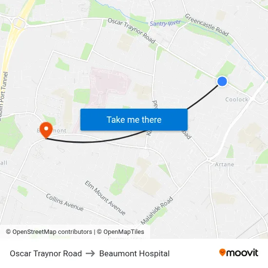 Oscar Traynor Road to Beaumont Hospital map