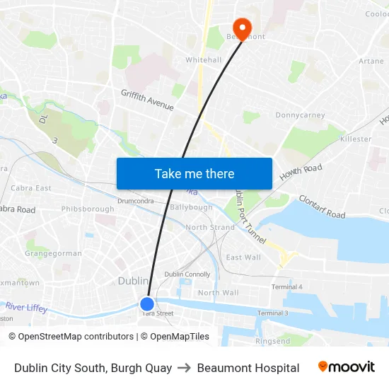 Dublin City South, Burgh Quay to Beaumont Hospital map