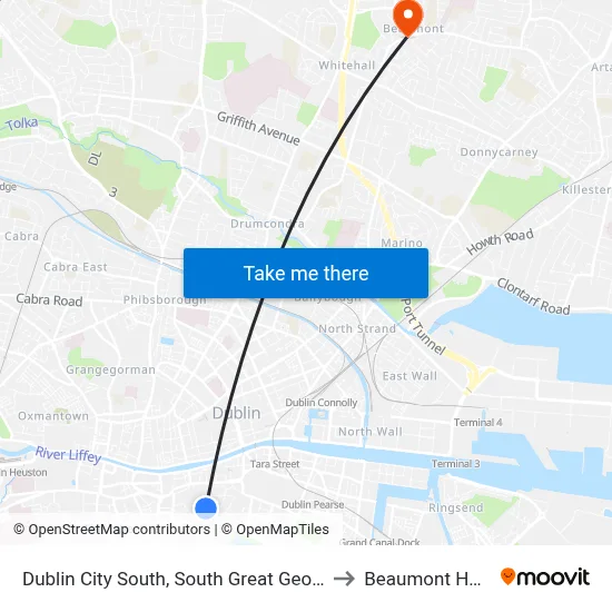 Dublin City South, South Great George's Street to Beaumont Hospital map