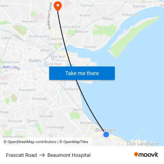Frascati Road to Beaumont Hospital map