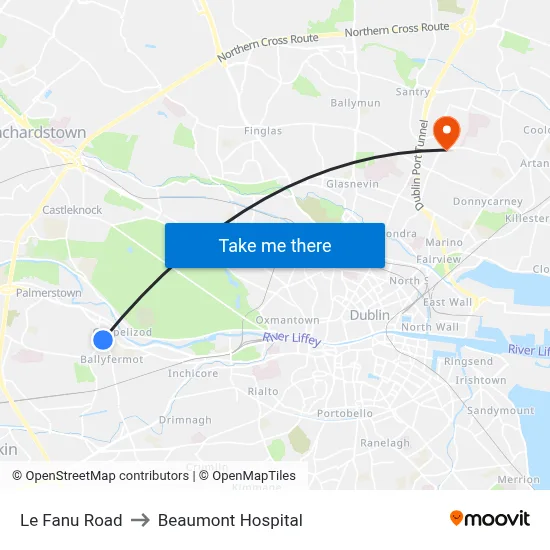 Le Fanu Road to Beaumont Hospital map