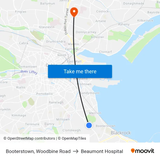Booterstown, Woodbine Road to Beaumont Hospital map