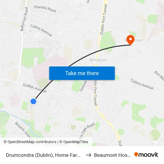 Drumcondra (Dublin), Home Farm Road to Beaumont Hospital map