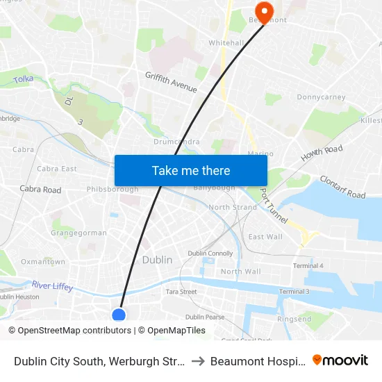 Dublin City South, Werburgh Street to Beaumont Hospital map