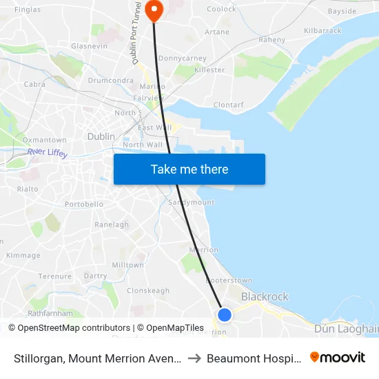Stillorgan, Mount Merrion Avenue to Beaumont Hospital map
