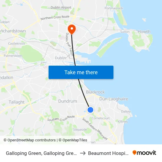 Galloping Green, Galloping Green to Beaumont Hospital map