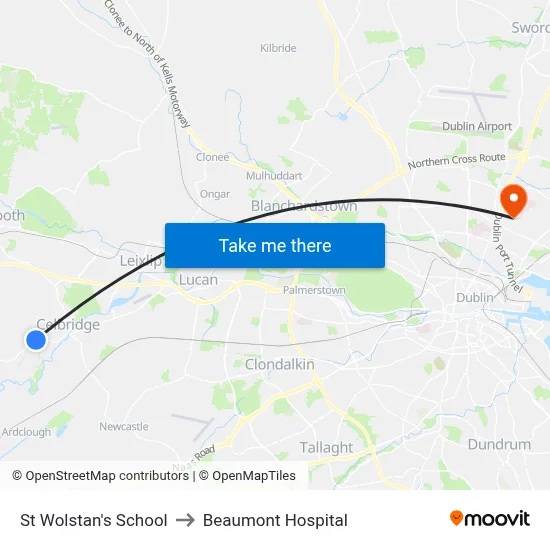 St Wolstan's School to Beaumont Hospital map