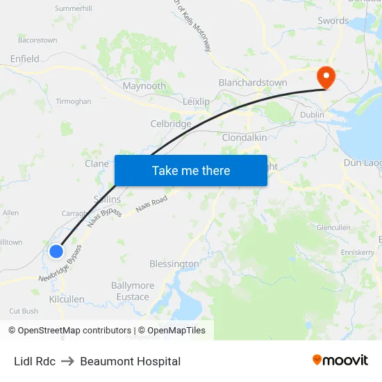 Lidl Rdc to Beaumont Hospital map