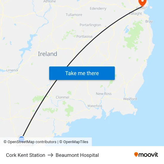 Cork Kent Station to Beaumont Hospital map