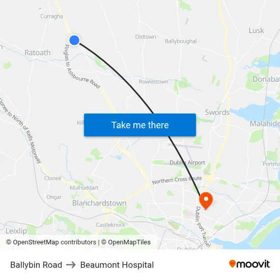 Ballybin Road to Beaumont Hospital map