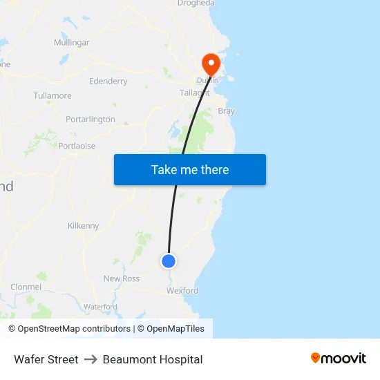 Wafer Street to Beaumont Hospital map