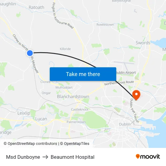 Msd Dunboyne to Beaumont Hospital map