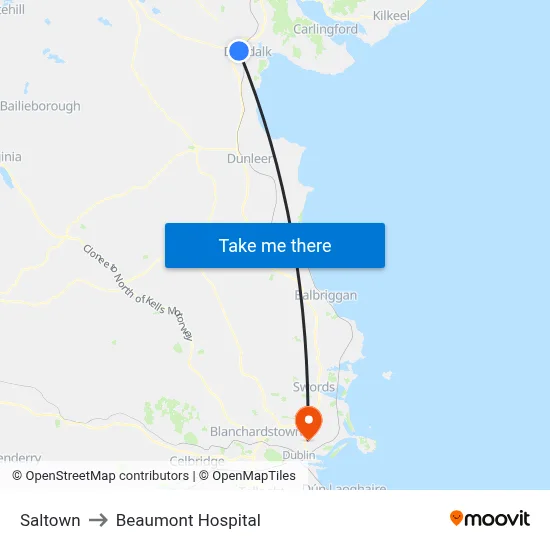 Saltown to Beaumont Hospital map