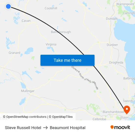 Slieve Russell Hotel to Beaumont Hospital map