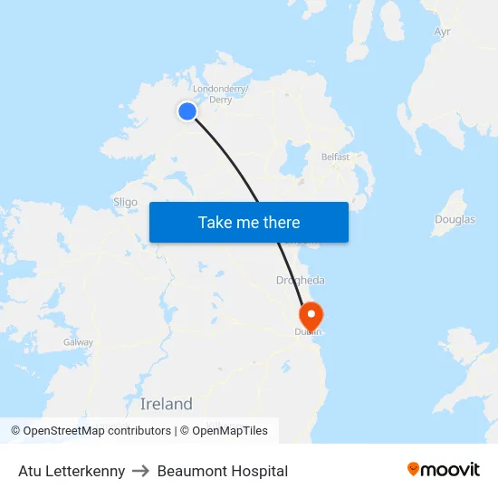 Atu Letterkenny to Beaumont Hospital map
