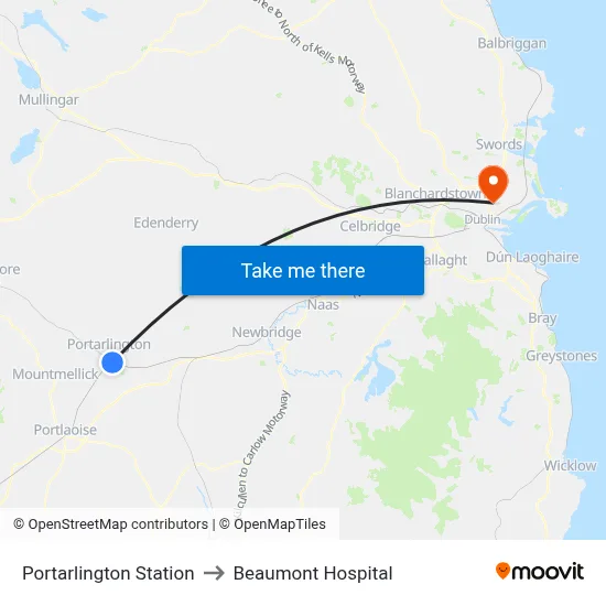 Portarlington Station to Beaumont Hospital map