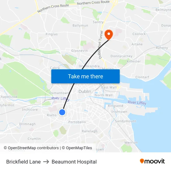 Brickfield Lane to Beaumont Hospital map