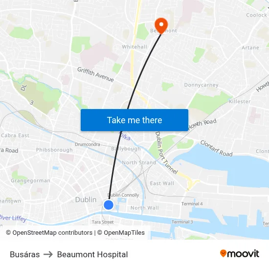 Busáras to Beaumont Hospital map