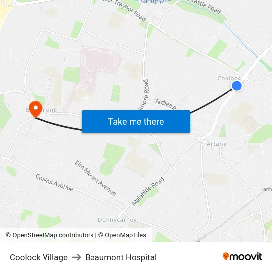 Coolock Village to Beaumont Hospital map