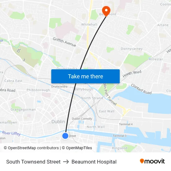 South Townsend Street to Beaumont Hospital map
