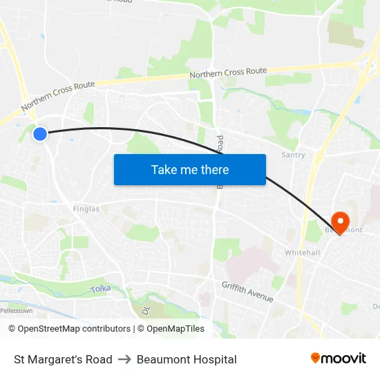 St Margaret's Road to Beaumont Hospital map