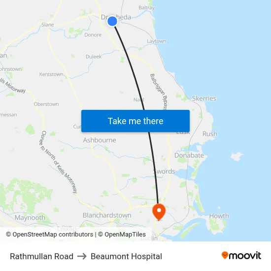 Rathmullan Road to Beaumont Hospital map