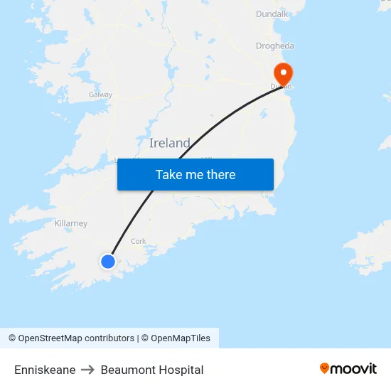 Enniskeane to Beaumont Hospital map