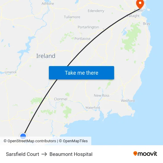 Sarsfield Court to Beaumont Hospital map