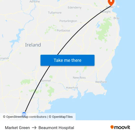 Market Green to Beaumont Hospital map