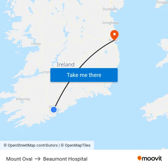 Mount Oval to Beaumont Hospital map