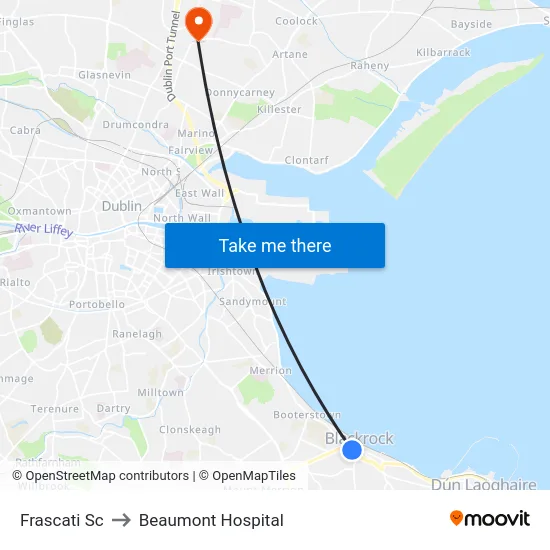 Frascati Sc to Beaumont Hospital map