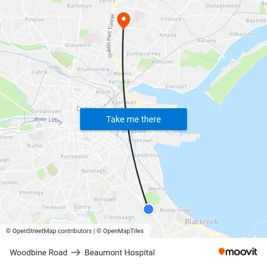 Woodbine Road to Beaumont Hospital map