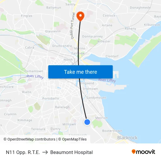 N11 Opp. R.T.E. to Beaumont Hospital map