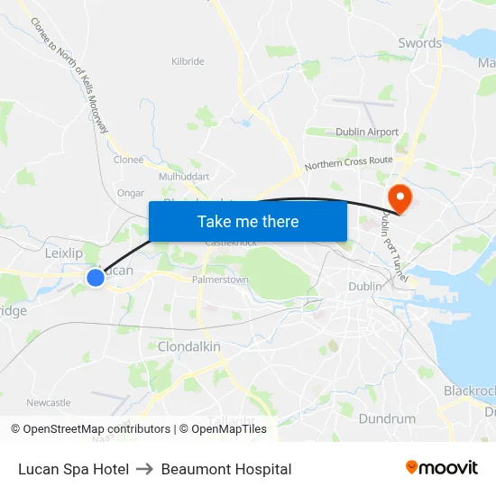 Lucan Spa Hotel to Beaumont Hospital map