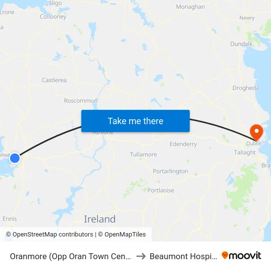 Oranmore (Opp Oran Town Centre) to Beaumont Hospital map