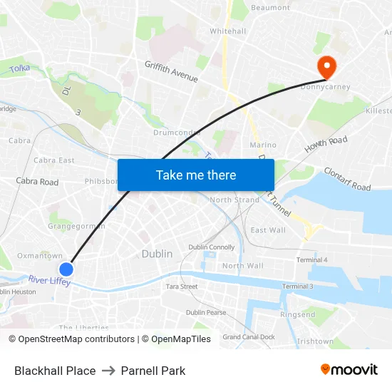 Blackhall Place to Parnell Park map