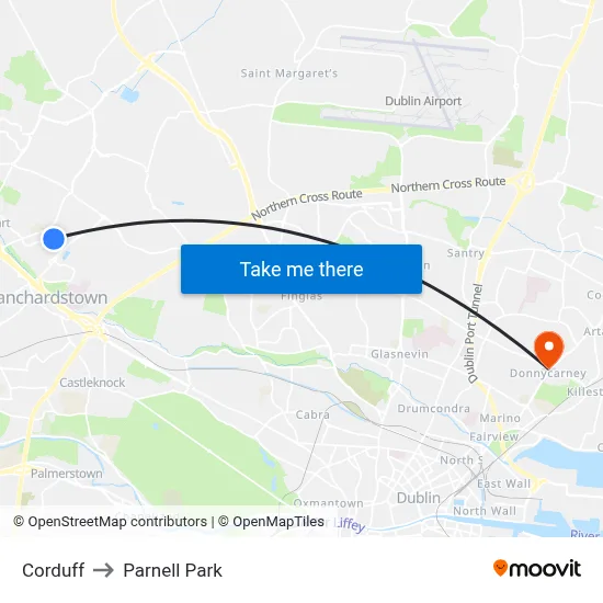 Corduff to Parnell Park map